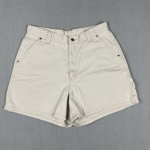 Vintage Lee Riveted Carpenter Shorts Flat Front‎ Womens Size 12P Petite Beige